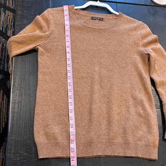 J. Crew Mercantile Tan Brown Knit Sweater Medium Layered Bell Sleeves Wool Blend - Picture 7 of 8